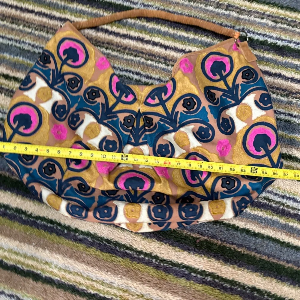 Free People Hypnotized Boho Slouchy Hobo Tote- Jewel Tone EUC - Picture 11 of 13